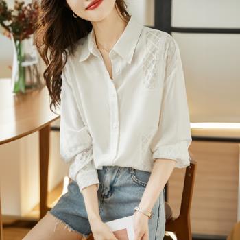 【LANNI 藍尼】★白色襯衫防曬罩衫(女上衣/百搭/舒適)