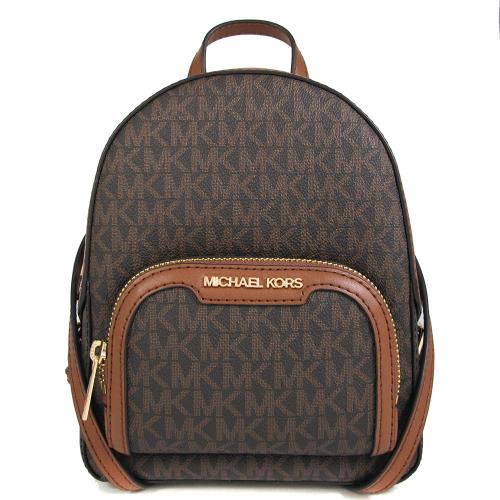 MICHAEL KORS 滿版MK LOGO皮革滾邊三用後背包(咖啡色)