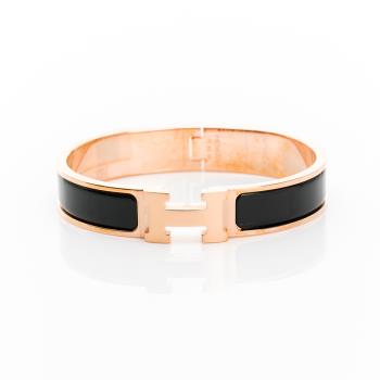 Hermes Clic H手環(黑/玫瑰金)(GM) (H700001FO 01)