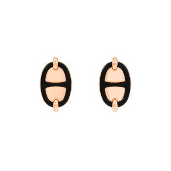 Hermes Mini Maillon耳環(黑/玫瑰金) (H100052FO03)