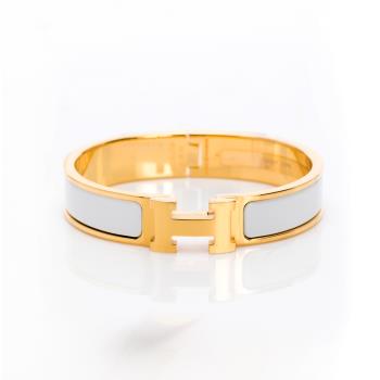 Hermes Clic H手環(白/金)(PM) (H700001F 31) (內圈一處輕微刮痕)