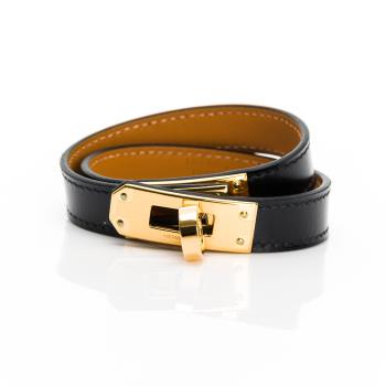 Hermes Kelly Double Tour手環(黑/金)(T2) (H068438CC 89)