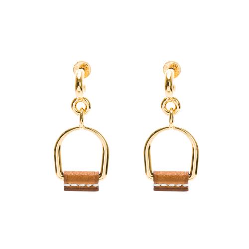 Hermes Barenia小牛皮耳環(馬鐙造型) (H081173CC34)