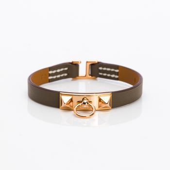 Hermes Rivale Mini 手環(象灰/玫瑰金)(T2) (H081181CD 18)