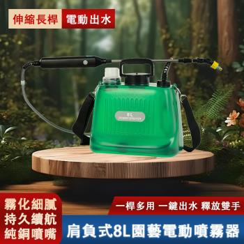 8L肩負式噴霧器 電動噴霧器 打藥機 雙口透明綠色
