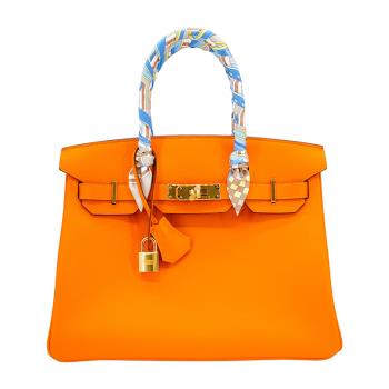 Hermes 展示品 Birkin 30 Epsom牛皮金釦手提包(橘)