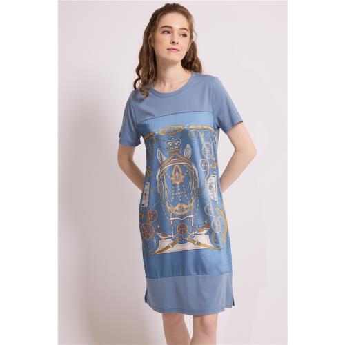 QWI法式名品圖騰洋裝-獨