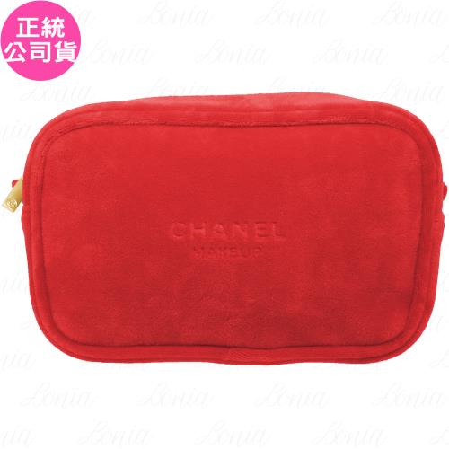 CHANEL香奈兒 紅色天鵝絨化妝包(公司貨)