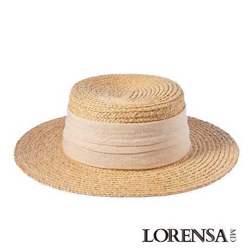 Lorensa蘿芮 拉菲亞草平頂可愛渡假風遮陽草帽