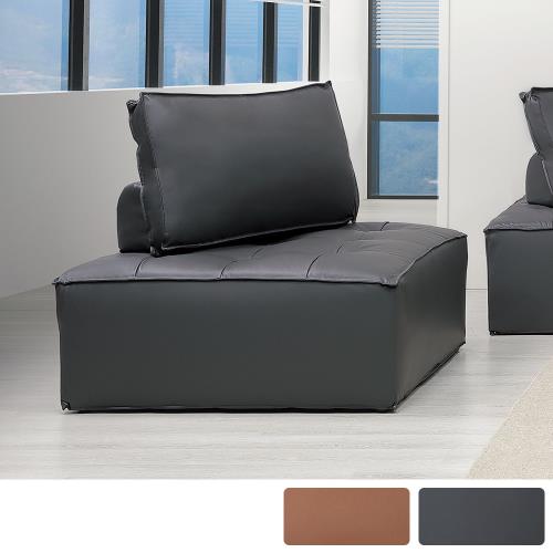 Boden-哈莎方塊皮革沙發單人座/一人座沙發椅(兩色可選)