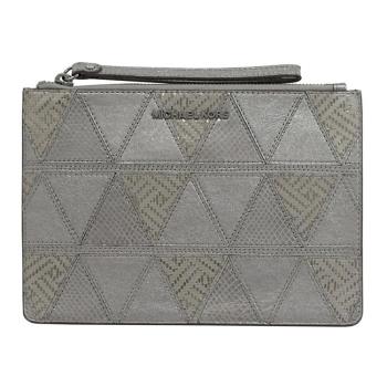 【全新福利品】MICHAEL KORS ADELE 質感菱形車縫大手拿包.銀