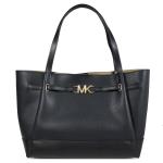 MICHAEL KORS REED金字LOGO荔枝紋皮革大托特肩背包(黑色)