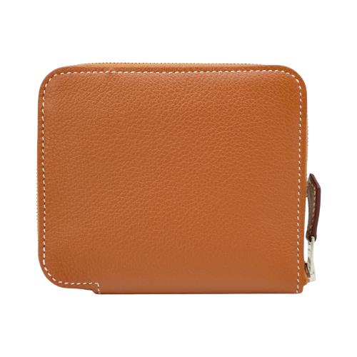 Hermes 展示品 Silk In Evercolor牛皮豹紋愛心絲巾零錢包/短夾 (Gold棕)