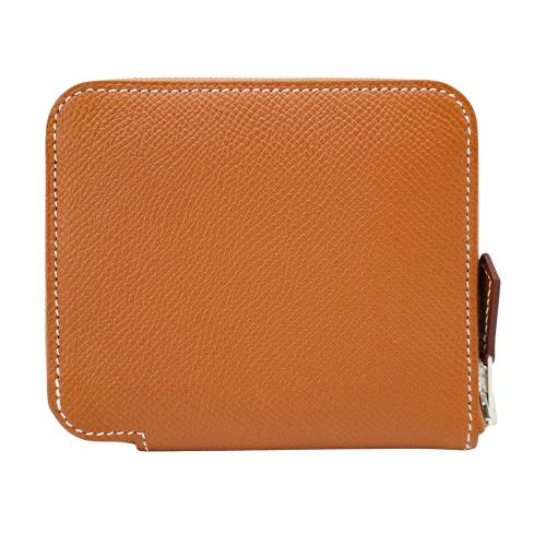 Hermes Silk In Epsom牛皮黃色鎖鏈絲巾零錢包/短夾(Gold棕)