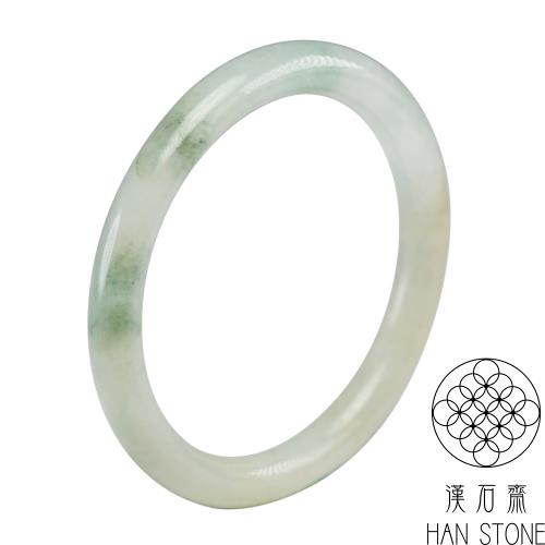 【漢石齋】天然翡翠A貨 圓條手鐲玉鐲 飄花種帶黃翡(手圍18.1/版寬7.9mm)