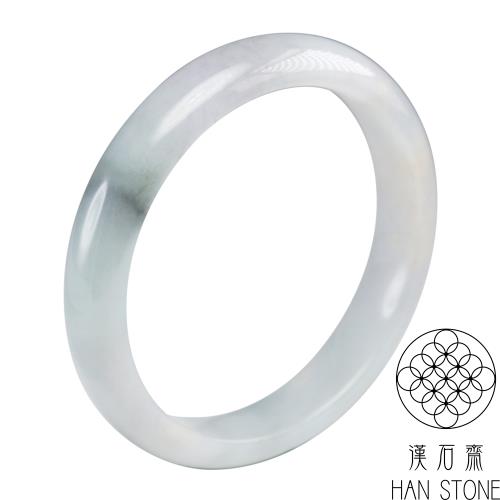 【漢石齋】天然翡翠A貨 手鐲玉鐲 細糯種帶山水墨翠(手圍18.5/版寬11.9mm)
