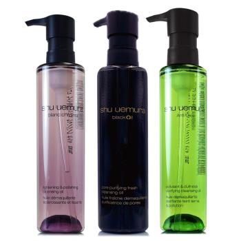 SHU UEMURA植村秀 經典潔顏油150ml*3 (黑米精萃/抹茶精萃/ 覆盆子淨透 任選) 正統公司貨