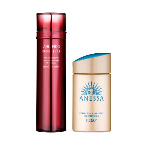 【買一送1特惠組】SHISEIDO資生堂紅色活酵超導奇蹟露145ml(效期202604)+資生堂 安耐曬金鑽高效防曬露NA 5X版60ml