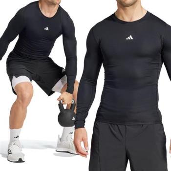 Adidas TF LS Tee 男款 黑色 吸濕 休閒 排汗 運動 訓練 緊身 上衣 束衣 薄長袖 長袖 JE6702