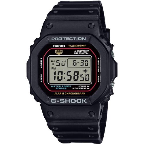 CASIO G-SHOCK 經典強悍霧黑方形計時錶/DW-5600RL-1