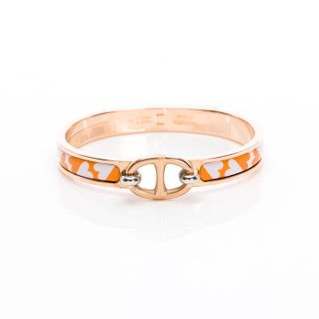 Hermes Mini Clic Chaine dAncre Cartes a Jouer手環(橘&白/玫瑰金)