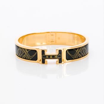 Hermes Clic H Mors a Jouets手環(黑/金)(PM) (H704310F C7)