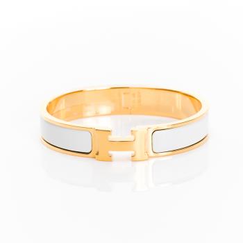 Hermes Clic H手環(白/金)(GM) (H700001F 31)