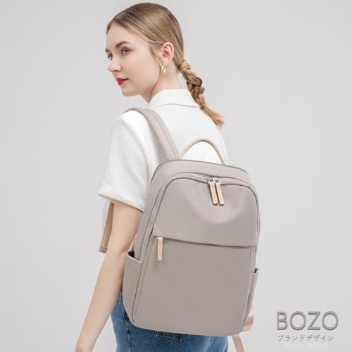 【BOZO伯樂】簡約防潑水輕量休閒通勤筆電手提/後背包-B0255-杏灰色