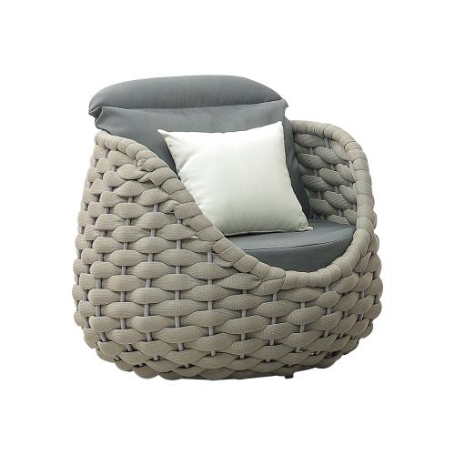 Boden-曼比鋁合金防水戶外休閒沙發單人座/一人座沙發椅-附抱枕