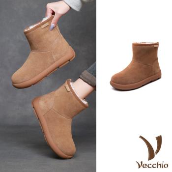 【VECCHIO】翻絨牛皮羊毛內裡兩穿雪靴/真皮翻絨牛皮保暖羊毛內裡兩穿法設計雪靴 女鞋 棕