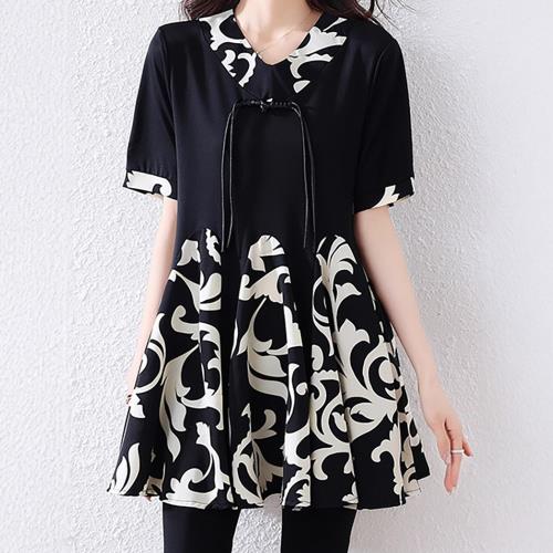 麗質達人 - 556黑白拼色假二件上衣-LY