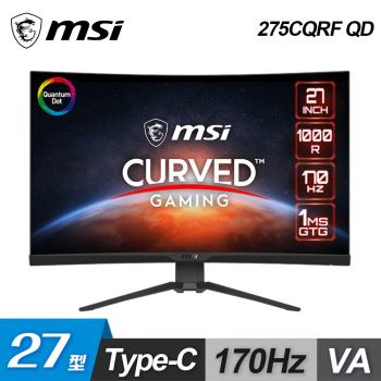 【MSI 微星】MAG 275CQRF QD 27型 曲面電競螢幕