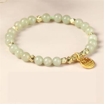 【米蘭精品】硃砂手鍊硃砂手繩-6mm福牌天然玉石女飾品2款74kj37