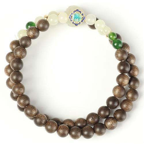 米蘭精品】水晶手鍊串珠手繩-沉香木7mm和闐玉玉髓女飾品74kj5|串珠手鍊