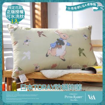 【PETER RABBIT 比得兔】比得兔與V&A博物館 日本TORAY防蹣抑菌可水洗枕-豐盛季節(1入/臺灣製/抗菌枕/枕頭)