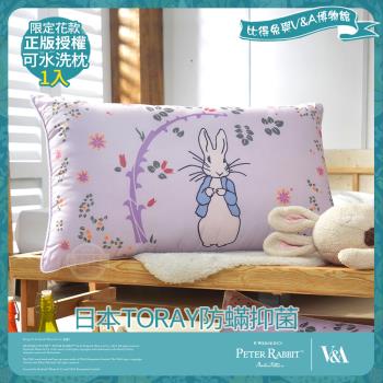 【PETER RABBIT 比得兔】比得兔與V&A博物館 日本TORAY防蹣抑菌可水洗枕-奇幻花園(1入/臺灣製/抗菌枕/枕頭)