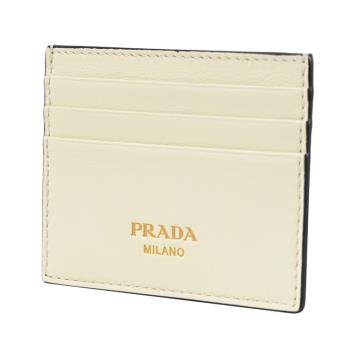 PRADA 1MC025 經典燙金LOGO隨身名片卡夾.米白