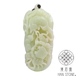 漢石齋】天然和田玉蓮塘獻瑞玉珮吊墜白玉(48*98*28mm)|其他造型|ETMall