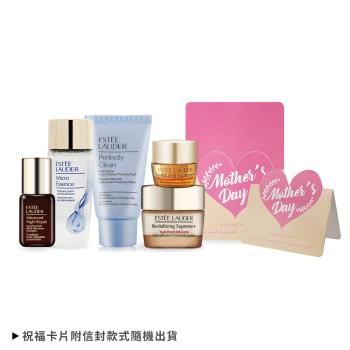 ESTEE LAUDER 雅詩蘭黛 年輕煥採寵愛媽咪旅行組[潔面乳+原生露+特潤+膠原眼霜+膠原霜]附母親節祝福卡片