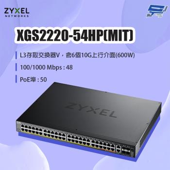 昌運監視器 ZYXEL 合勤 XGS2220-54HP(MIT) 48埠GbE L3存取PoE+交換器