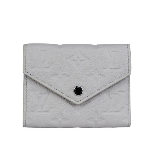 LV Monogram VICTORINE牛皮壓印零錢袋短夾(霧灰色)