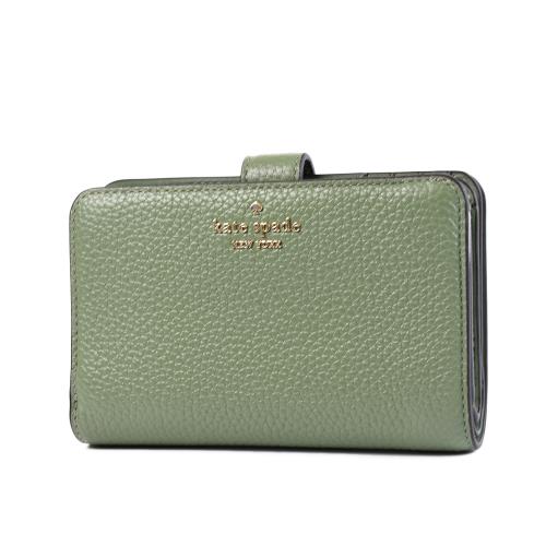 KATE SPADE Lena 荔枝紋釦式中夾-綠色