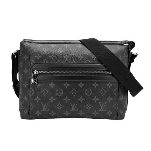 二手品 Louis Vuitton Odyssey 經典字花上拉鍊斜背郵差包-PM(M44223-黑)