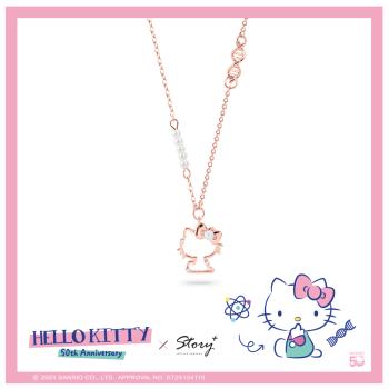 STORY 故事銀飾-可愛DNA系列-Hello Kitty晶鑽造型項鍊