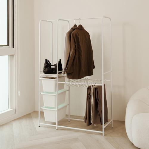 IKLOO_加大款組合式掛衣架 褲子掛架 抽屜收納架 (附10入褲架)