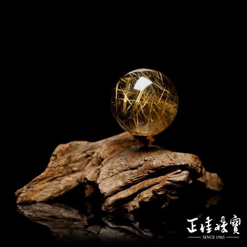 【正佳珠寶】金鈦晶 頂級茶透體金鈦晶球 41mm 金鈦晶水晶球