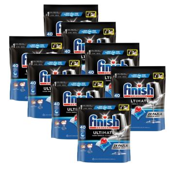 FINISH量子極淨洗碗凝球全效合一洗碗塊洗滌球洗碗錠8包組共320入洗碗機配件FINISH-ULTIMATE-8