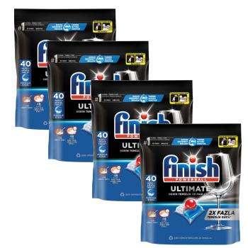 FINISH量子極淨洗碗凝球全效合一洗碗塊洗滌球洗碗錠4包組共160入洗碗機配件FINISH-ULTIMATE-4