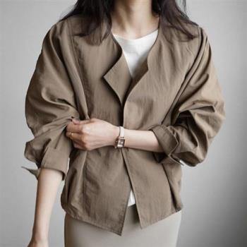 【米蘭精品】風衣外套休閒夾克-韓版短款寬鬆百搭女外套2色74ke3