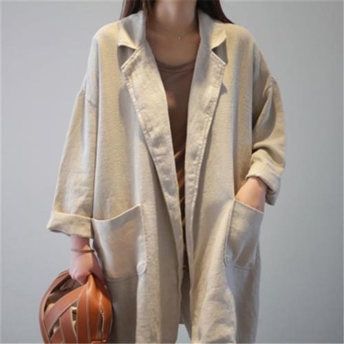 【米蘭精品】西裝外套休閒西服-夏季文藝寬鬆中長款女外套2色74ke7